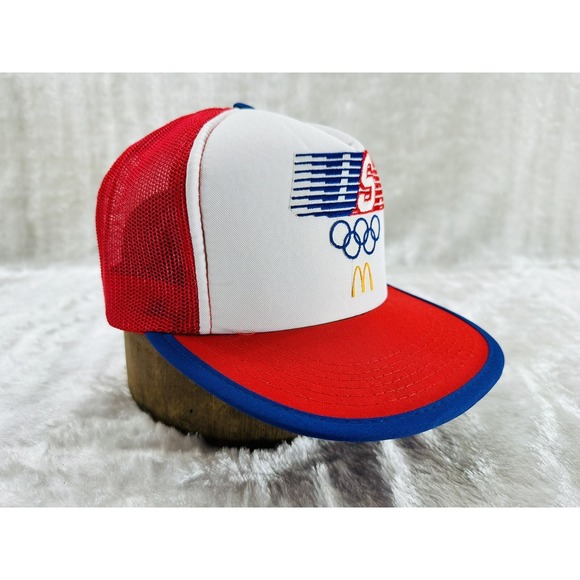 Vtg 1984 USA Olympic McDonalds Rare Issue Employee Mesh Trucker Snapback Cap - Picture 2 of 16